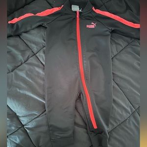 Zip-up puma pink/peach and black jumpsuit